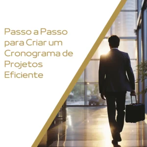 Profissional caminhando em um ambiente corporativo, simbolizando o Aprenda o passo a passo para criar um cronograma de projetos eficiente, garantindo prazos, qualidade e controle total sobre o progresso..