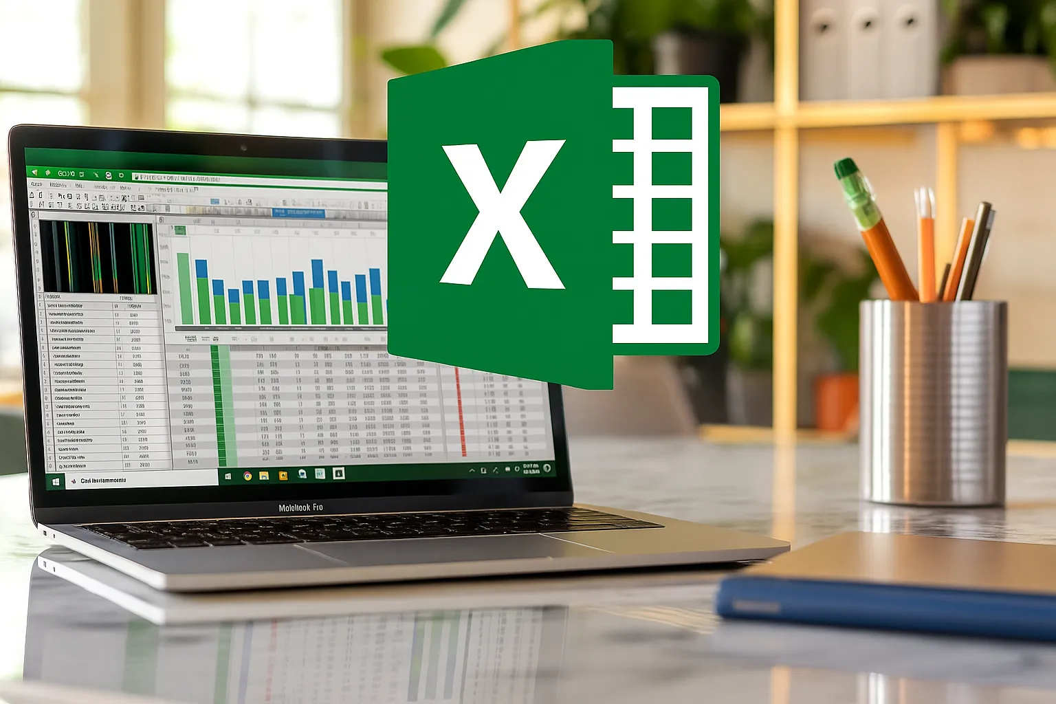 Planilha de Excel com gráficos e dados financeiros representando o curso de Excel do Básico ao Avançado com foco em gestão financeira prática.