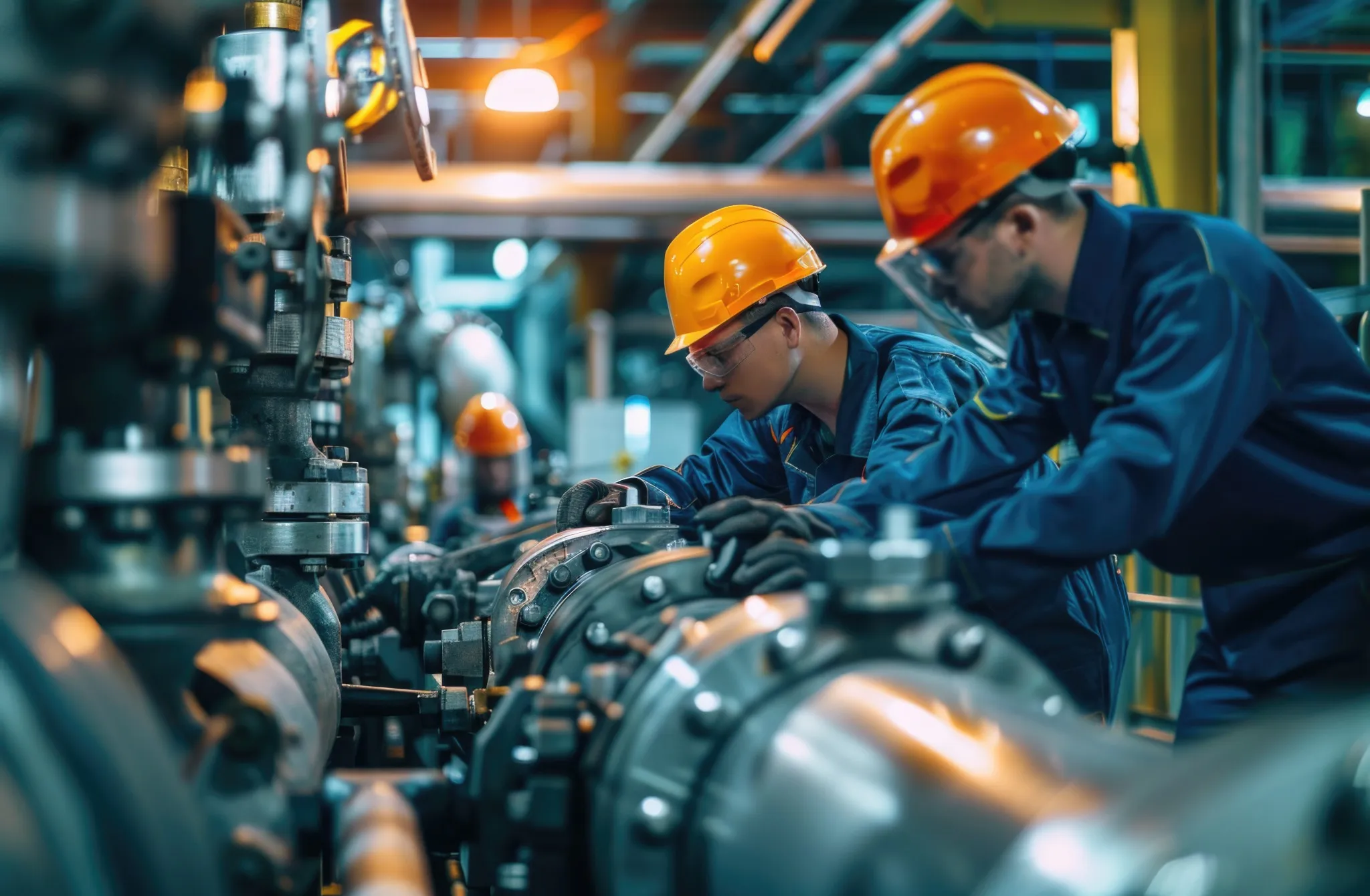 Profissionais realizando manutenção preventiva em equipamentos industriais para garantir confiabilidade e disponibilidade operacional