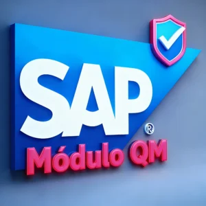 Logotipo do SAP com destaque para o módulo QM, representando sistemas de qualidade, inspeção e controle operacional.