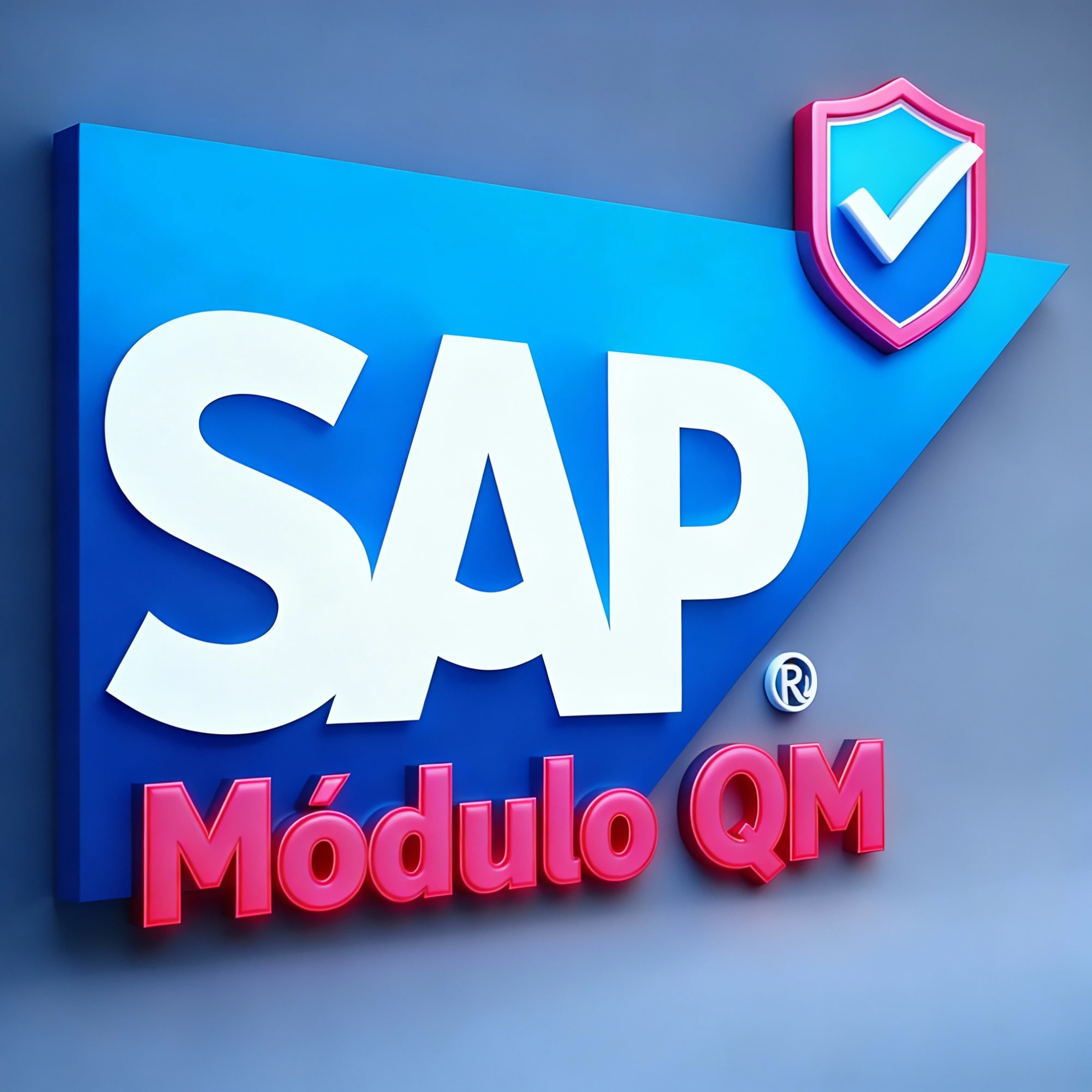Logotipo do SAP com destaque para o módulo QM, representando sistemas de qualidade, inspeção e controle operacional.